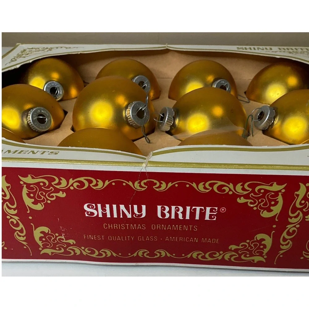 Vintage Shiny Brite Christmas Glass Ornaments Gold Max Eckardt & Sons Nostalgic